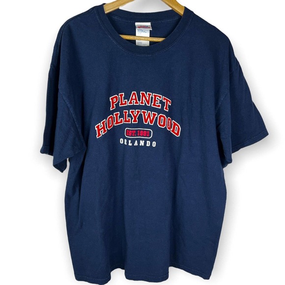 Vintage 1998 XL Tag Date Planet Hollywood Orlando Blue Short Sleeve T Shirt - Picture 1 of 6